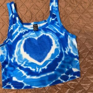 SHEIN Blue & White Tie-Dye Crop Tank